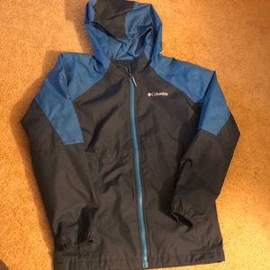 Columbia raincoat Boys Sz L zip up w fleece lining